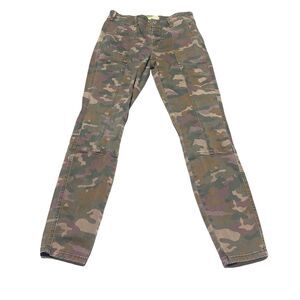 Anthropologie Camo High Rise Ankle Skinny Pants Button Fly Stretch Size 28